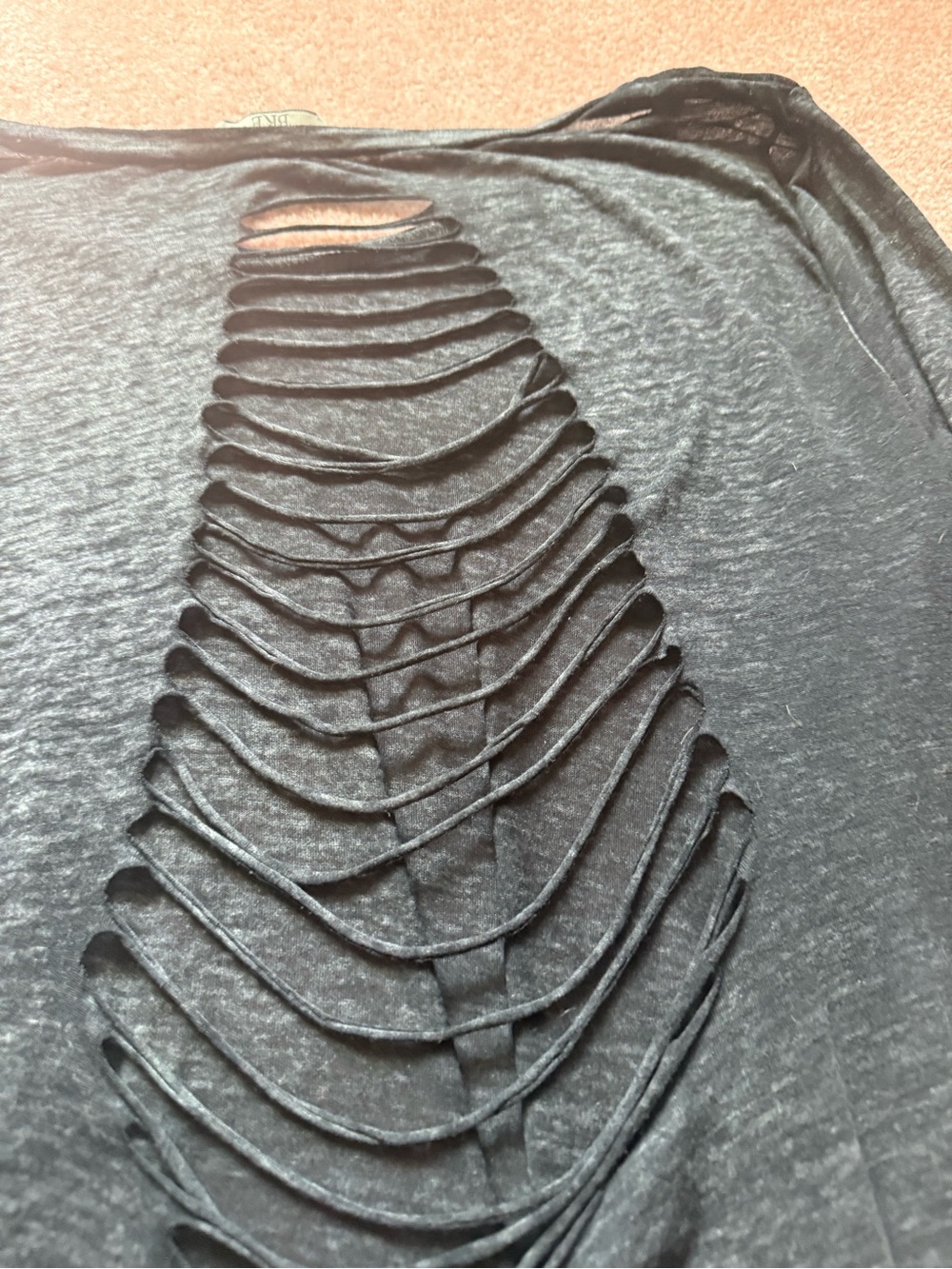 Black Distressed Slit-back Women’s Top
